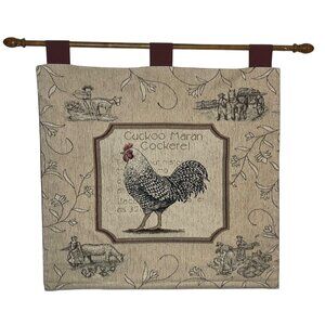 Tapestry Wall Hanging Cuckoo Maran Cockerel French Country Rustic Farmhouse